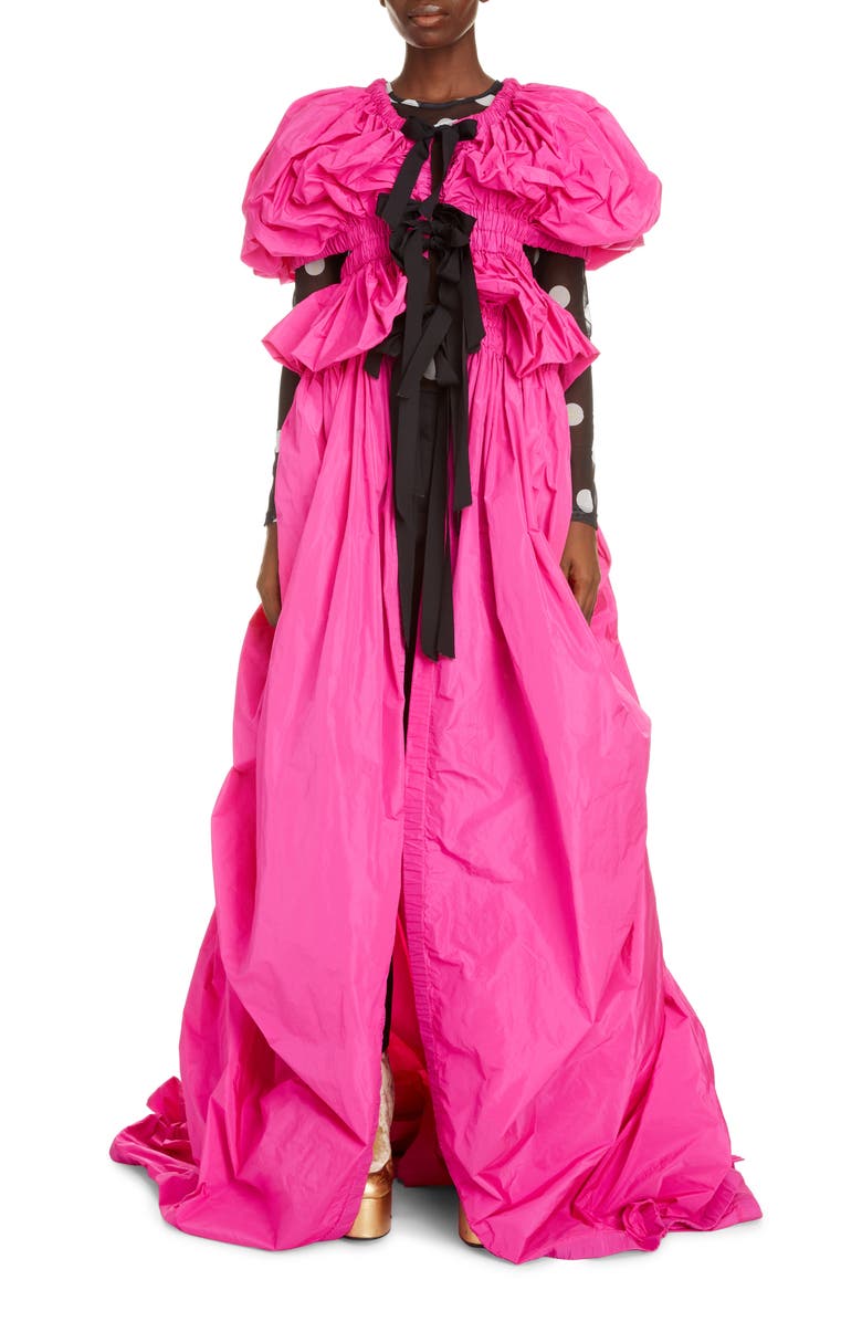 Dries Van Noten Rama Puff Sleeve Tie Front Gown, Main, color,