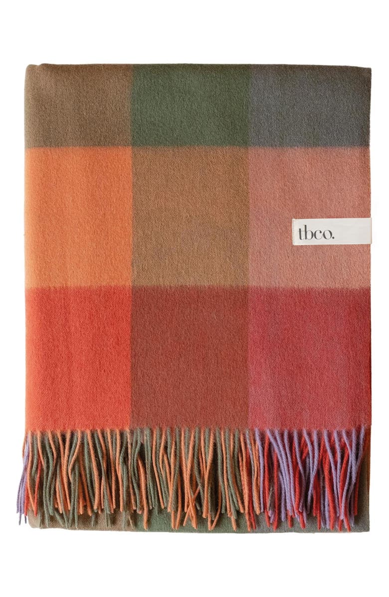 TBCo Block Check Lambswool Blanket, Main, color,
