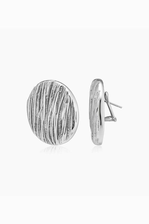 Oradina Sterling Silver Linen Button Earrings In Silver