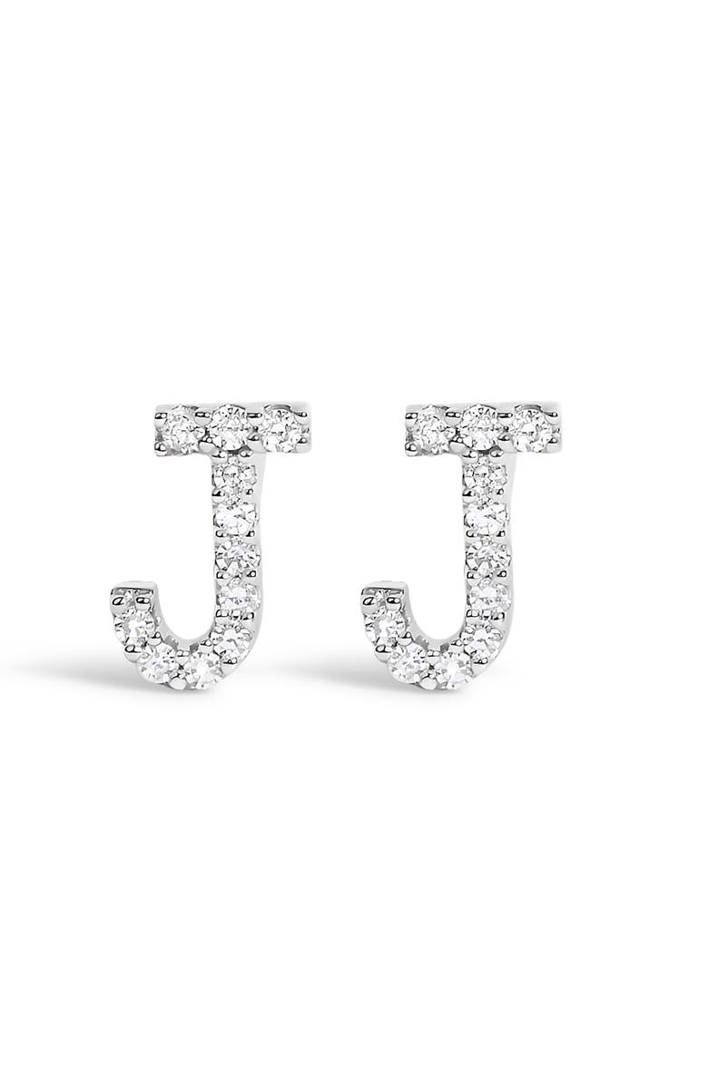 Haus of Brilliance 10K Gold 1/10 Cttw Diamond Initial "A" to "Z" Stud Earring, Main, color, White Gold | J