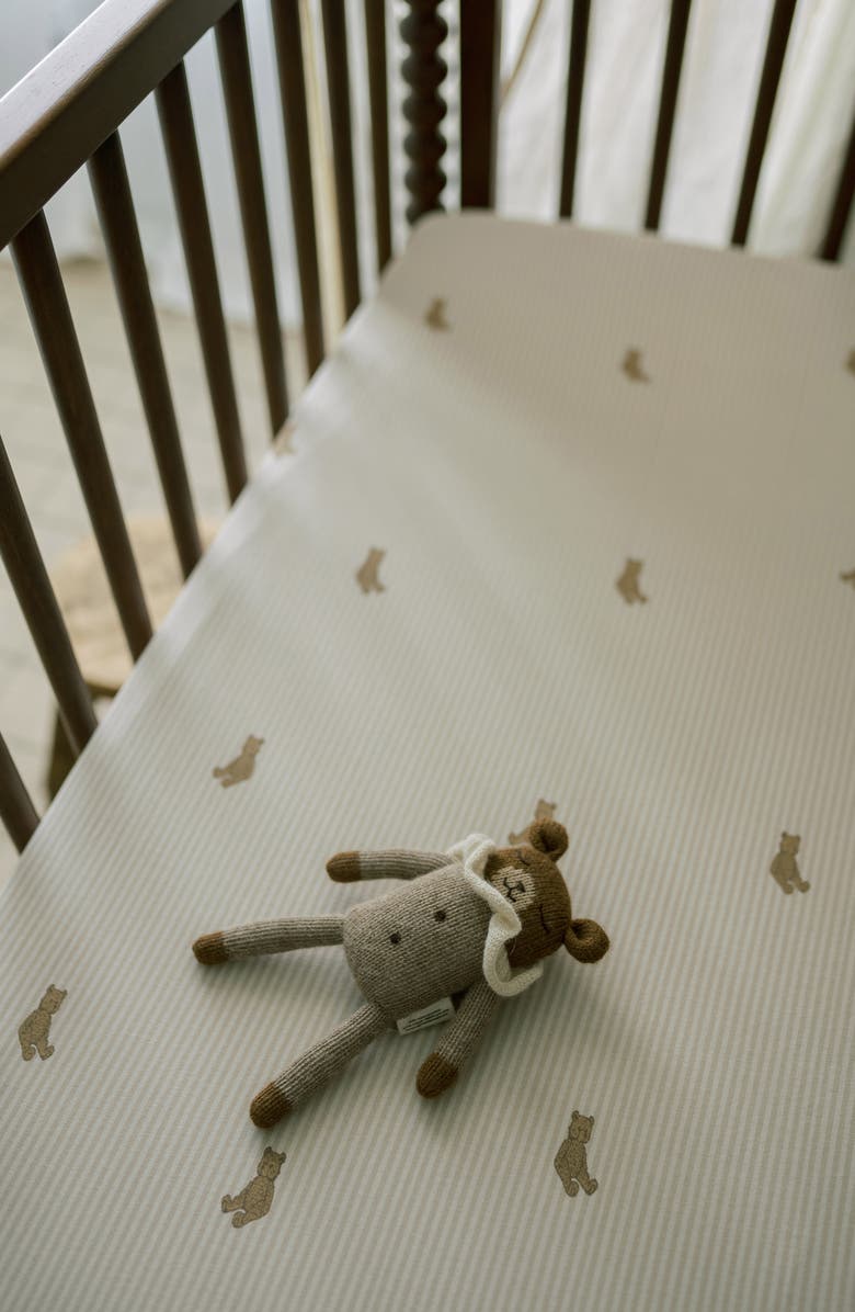 Oilo Print Organic Cotton Crib Sheet, Alternate, color, Eggshell