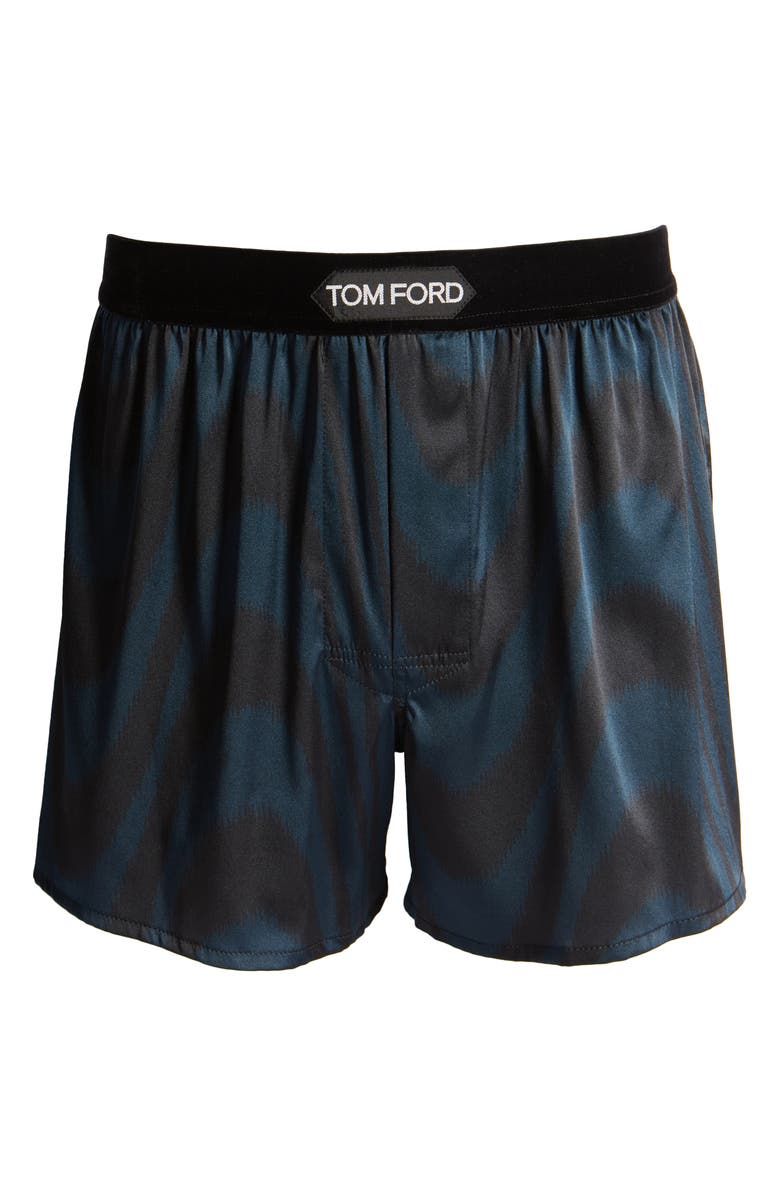 TOM FORD Peacock Print Stretch Silk Boxers, Alternate, color,
