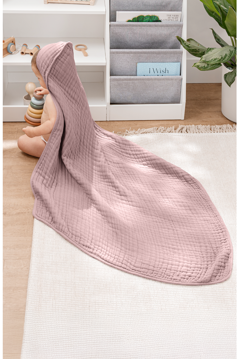 Hooded Baby Towels - 6 Layers, Pack of 1, Alternate, color, Mauve