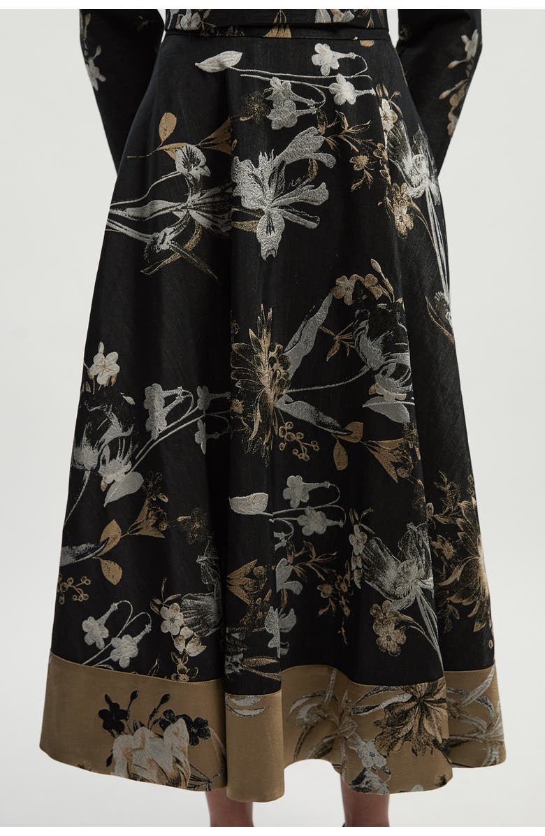 Karen Millen Floral Jacquard Tailored Full Midi Skirt, Main, color, Black