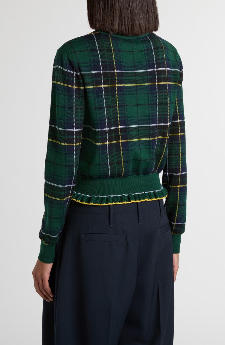 McQueen Check Peplum Wool Sweater, Alternate, color, Green/ Blue/ Yellow