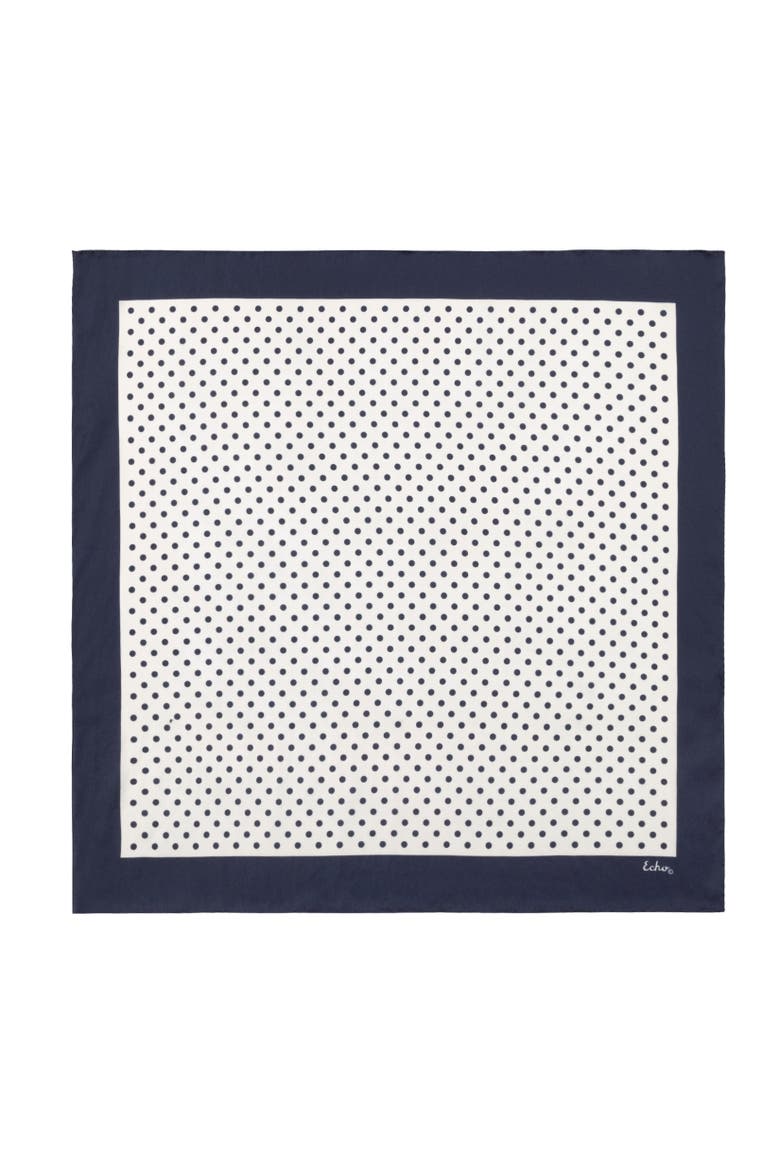 Pin Dot Silk Scarf, Main, color, Navy