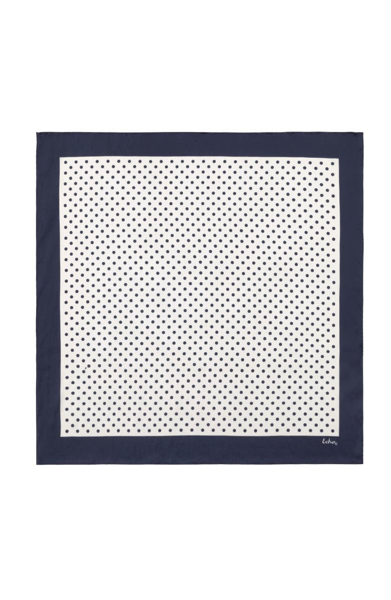 Echo Pin Dot Silk Scarf, Main, color, Navy