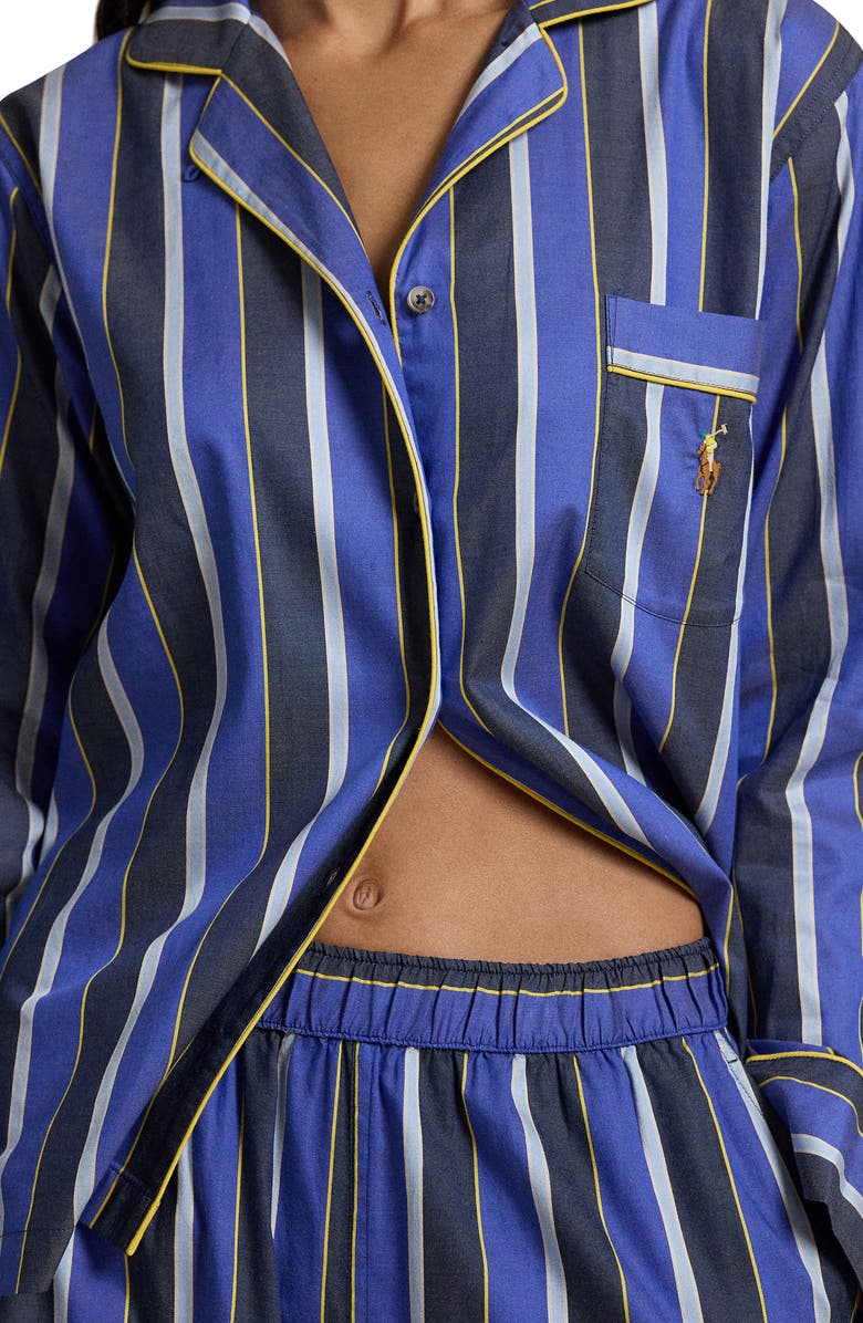 Polo Ralph Lauren Madison Stripe Cotton Blend Pajamas, Alternate, color, Navy Cricket