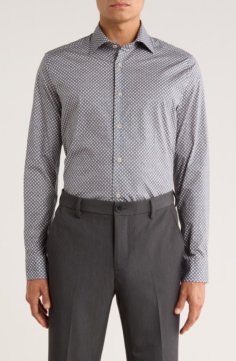 Jack Victor Rosemount Print Button-Up Shirt, Main, color, Blue