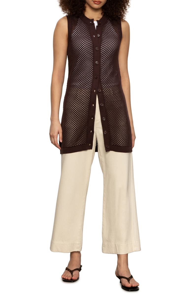 Sanctuary Open Stitch Longline Cotton Vest, Alternate, color, Mesa