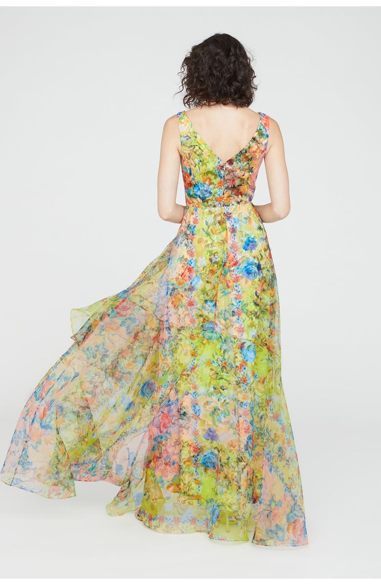 Theia Mindy Organza V Neck Gown, Alternate, color, 