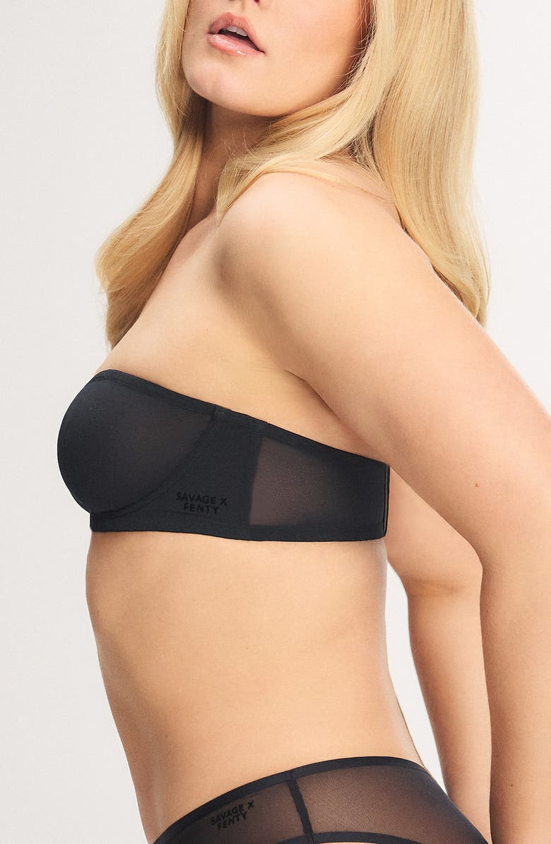 SAVAGE X FENTY Sheer X Unlined Strapless Bra, Alternate, color, Black Caviar