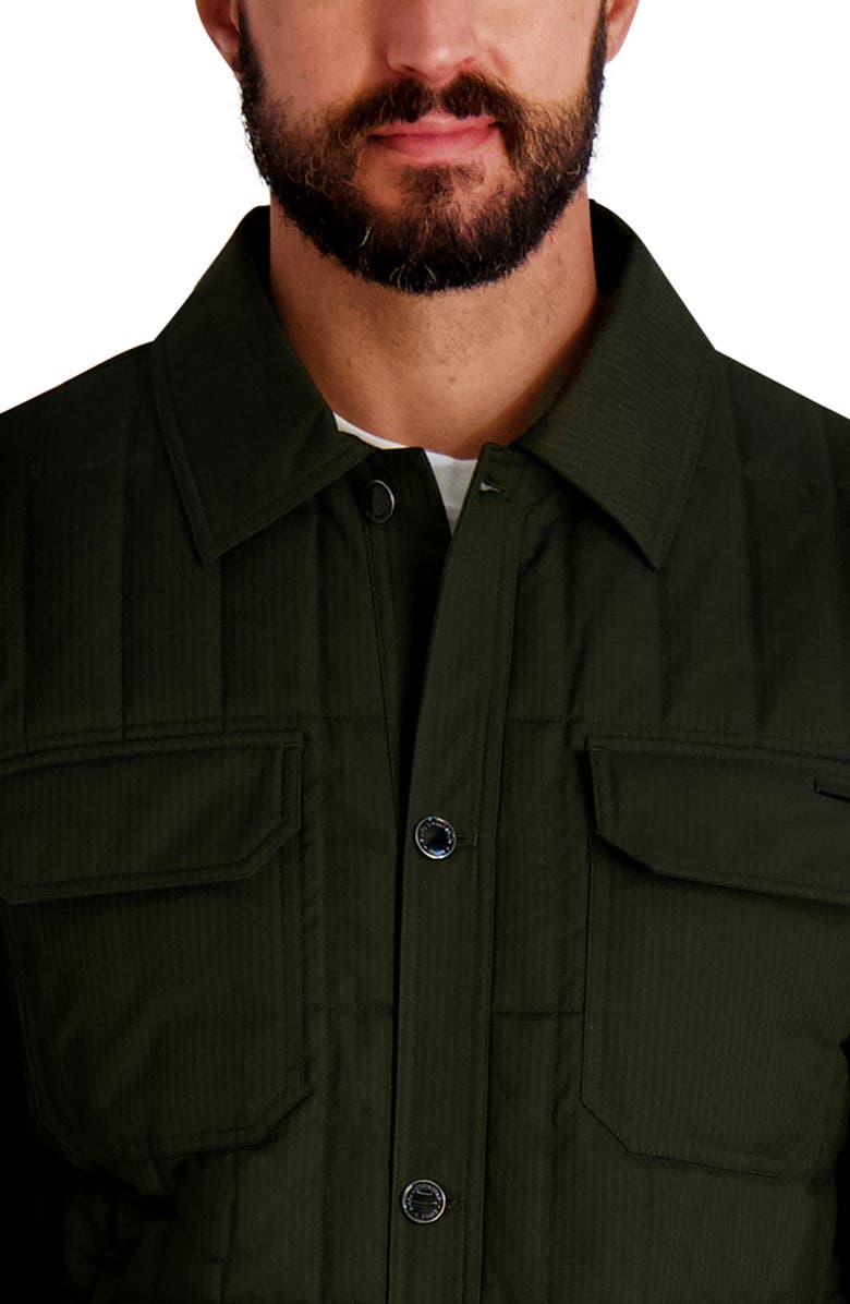 KARL LAGERFELD Quilted Herringbone Shirt Jacket, Alternate, color, Olive