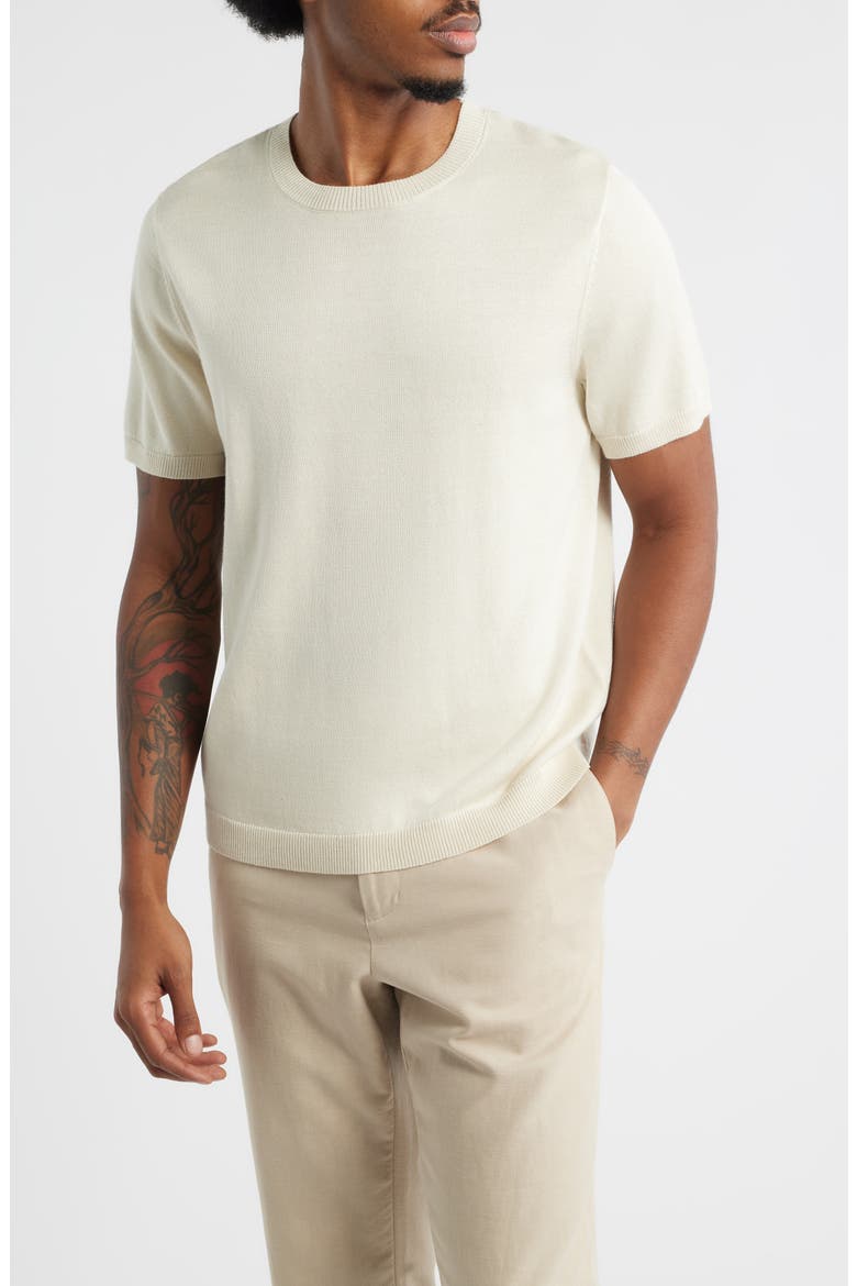Short Sleeve Crewneck Sweater, Main, color, IVORY DOVE