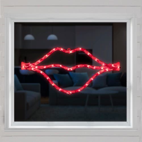 Northlight 17.5" Lighted Red Lips Valentine's Day Window Silhouette In Red