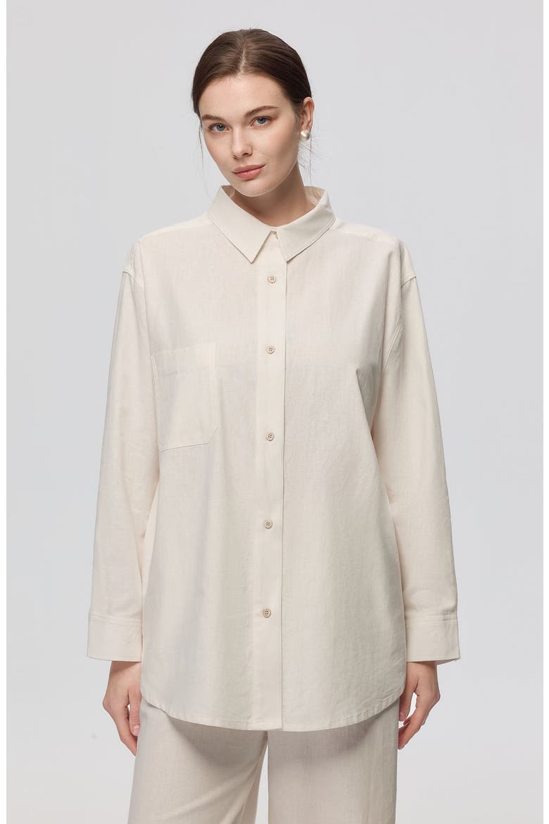 Lyricist Natural Oversized Shirt, Main, color, White