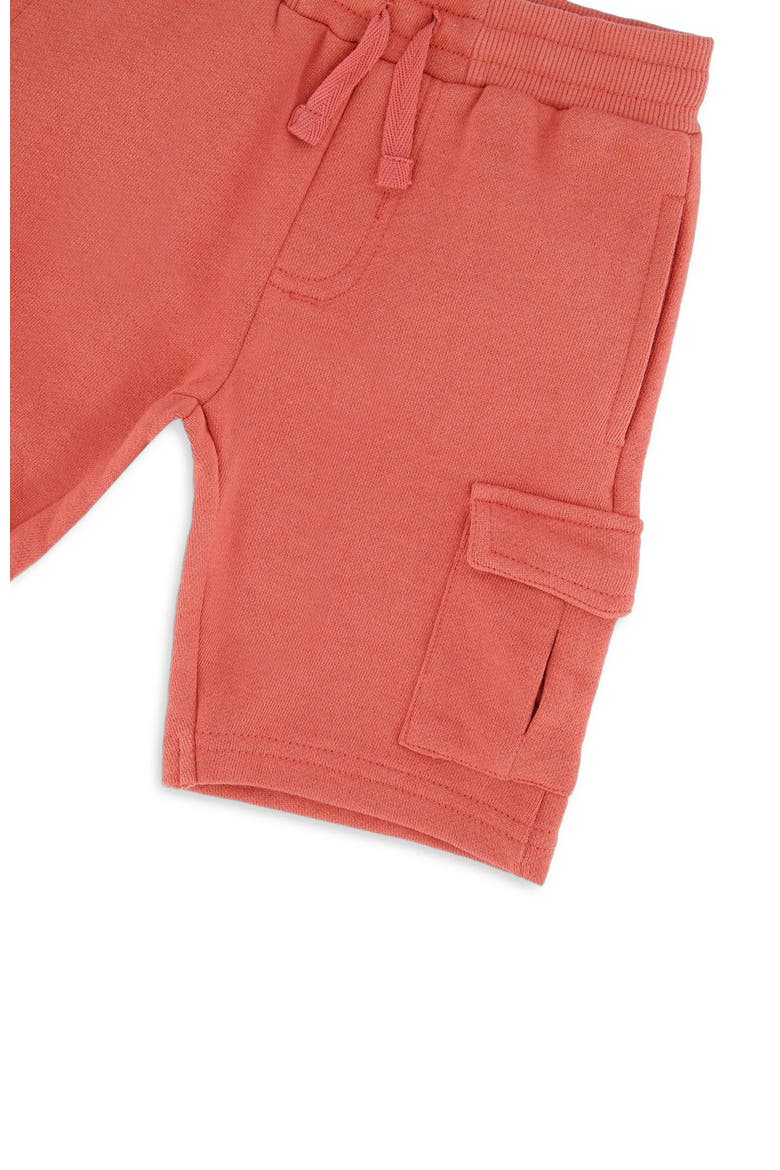 Elastic Waistband Slit and Cargo Pockets French Terry Shorts, Alternate, color, Brick