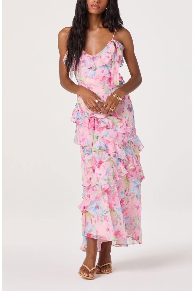Amiya Ruffle Maxi Dress, Alternate, color, PINK MULTI FLORAL
