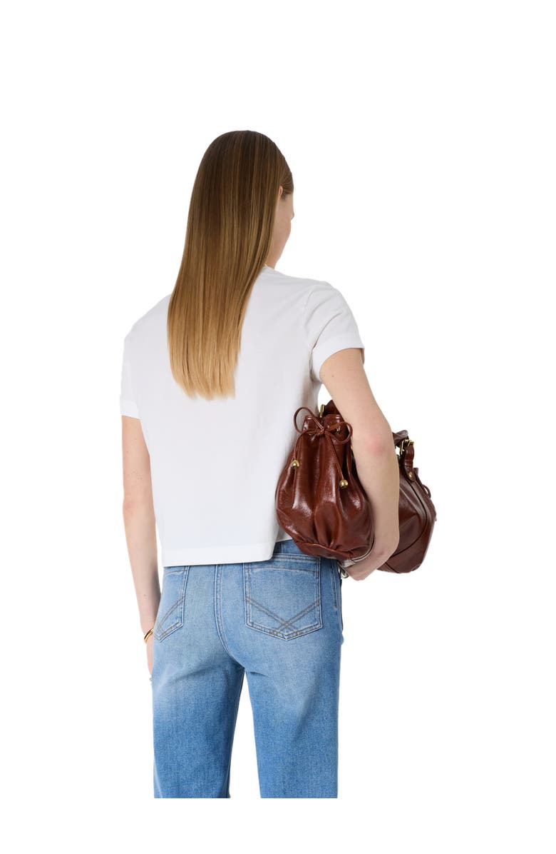 GERARD DAREL Melia Embroidered Emblem Cropped T-Shirt, Alternate, color, White