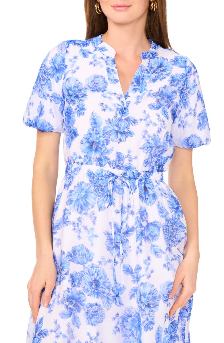 Vince Camuto Floral Puff Sleeve A-Line Maxi Dress, Alternate, color, 