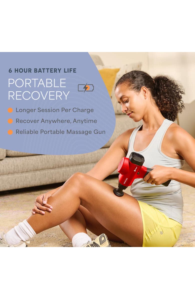 Lifepro Sonic Pro Deep Tissue Massage Gun Handheld Percussion Massager with 10 Speeds, 9 Heads, Alternate, color, Red