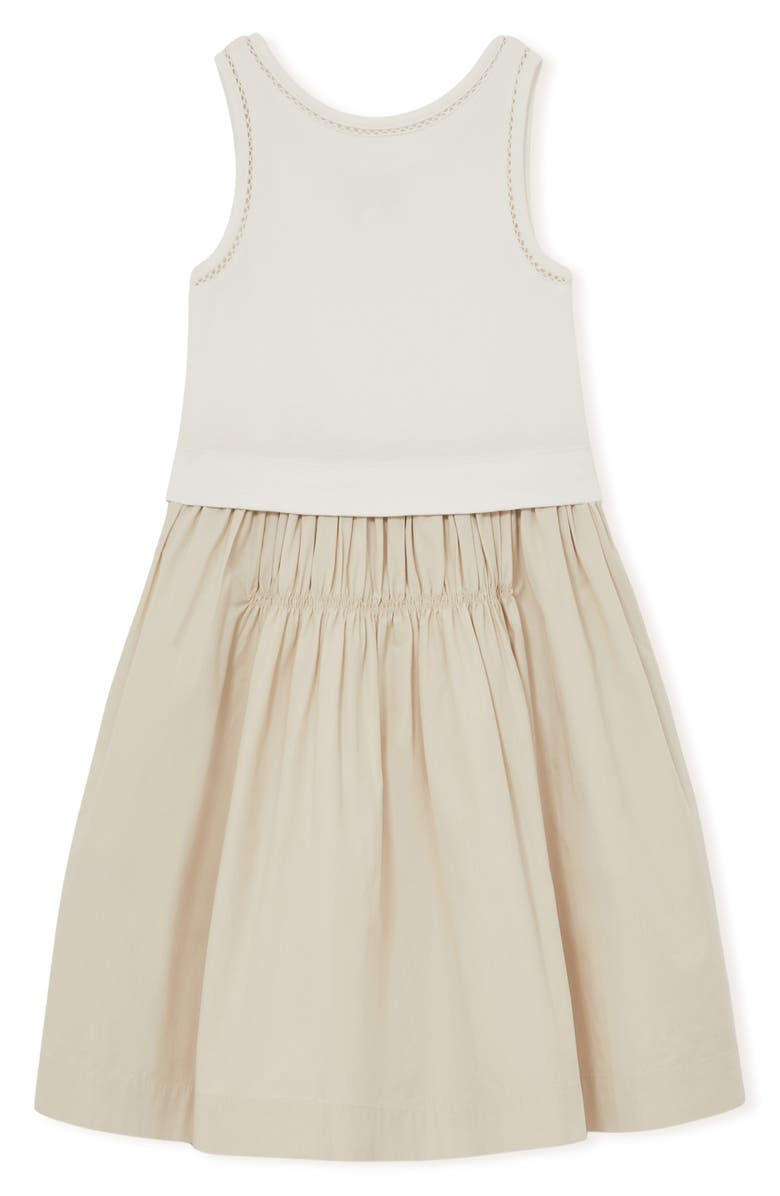 Reiss Kids' Wren Mixed Media Dress, Main, color, Neutral