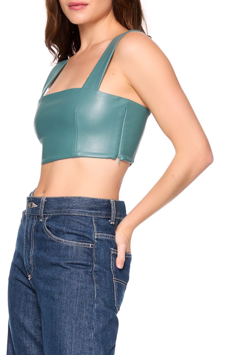 Susana Monaco Faux Leather Crop Tank, Alternate, color, Rosemary