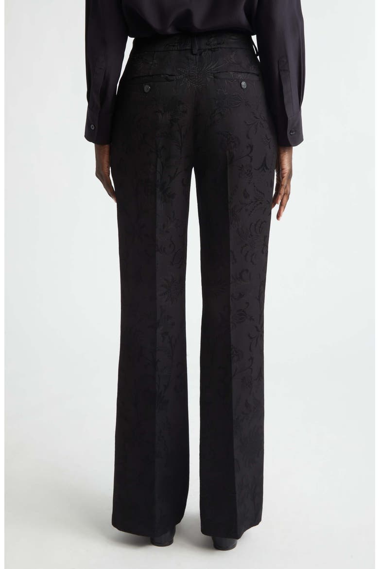 Floral Jacquard Bootcut Trousers, Alternate, color, BLACK