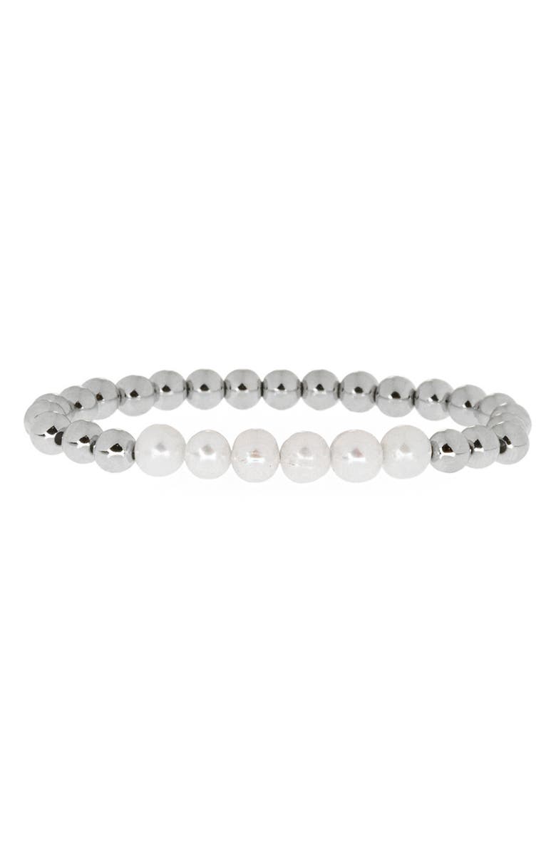 MARLYN SCHIFF Millie Faux Pearl & Bead Stretch Bracelet, Main, color,