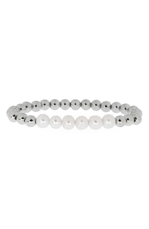 Millie Faux Pearl & Bead Stretch Bracelet