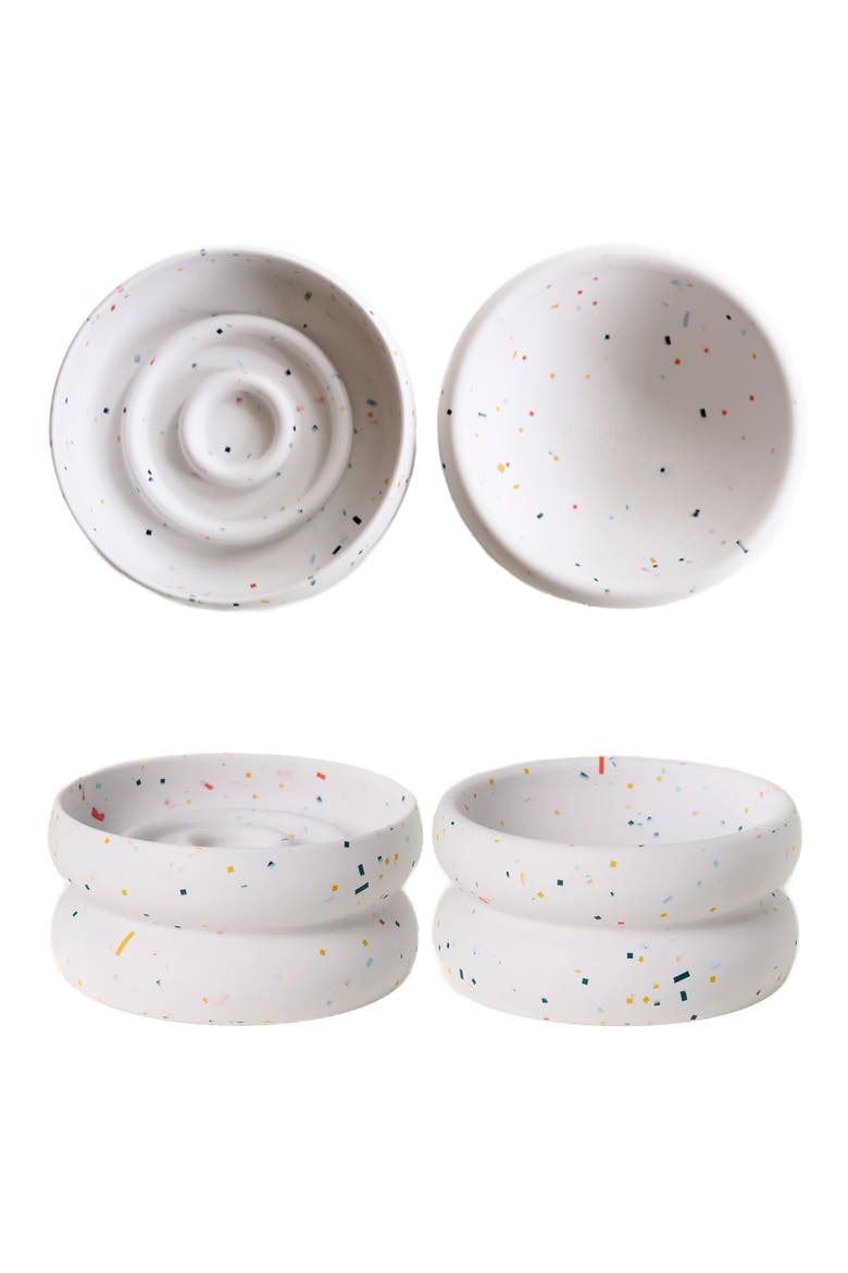 Halo Tempo Slow Feeder Pet Bowl, Alternate, color, WHITE SPECKLED