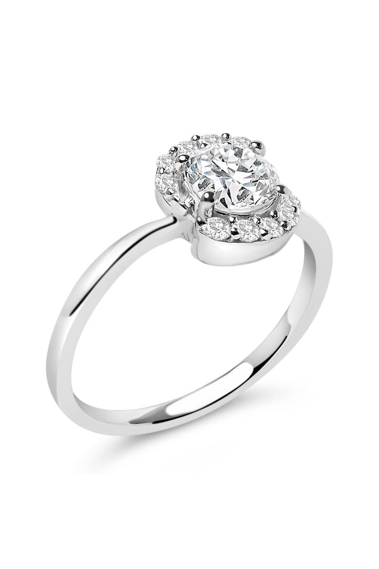 Sterling Silver Lab Grown 1.0 Cttw Diamond Oval Shaped Halo Engagement Ring, Alternate, color, Silver
