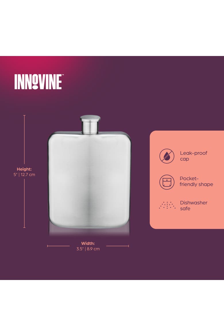Brushed Stainless Steel Flask, Alternate, color, Silver