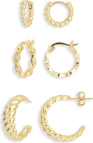 ARGENTO VIVO Textured Mixed Hoop Earrings