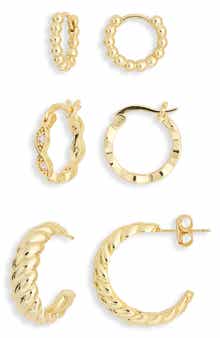 Textured Mixed Hoop Earrings