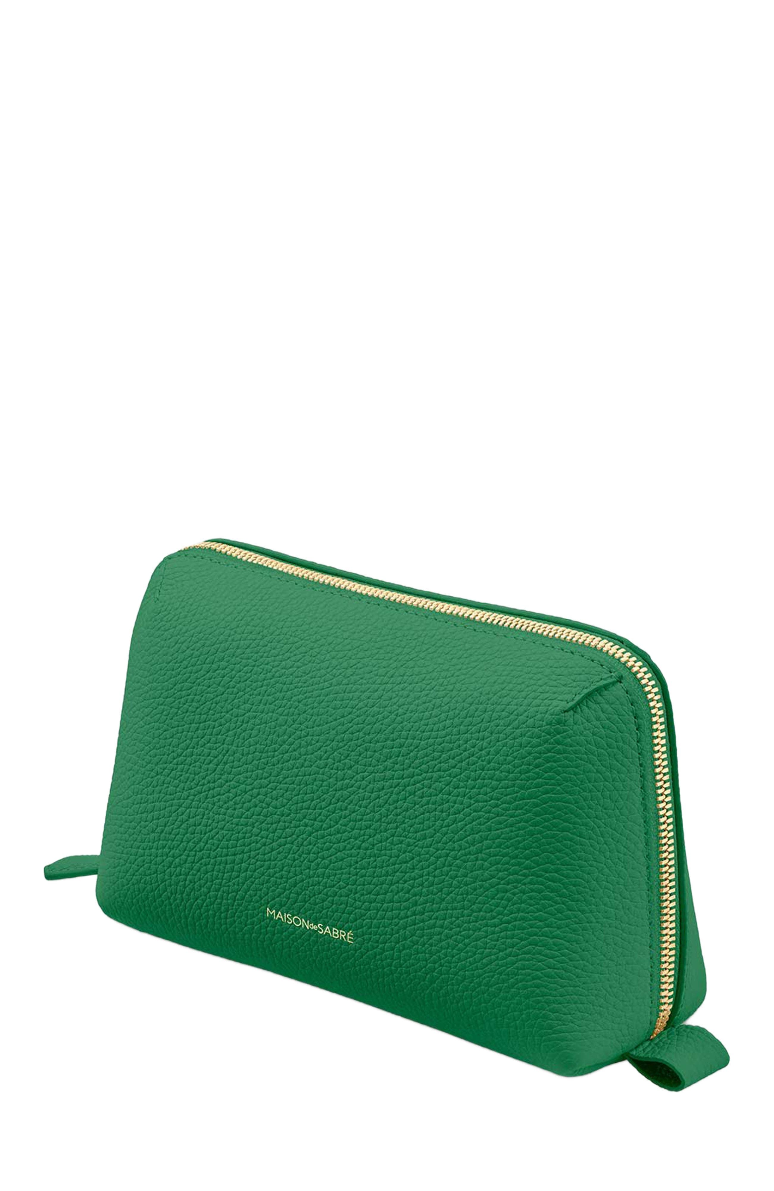 MAISON de SABRÉ Leather Tech Pouch, Alternate, color, Emerald Green