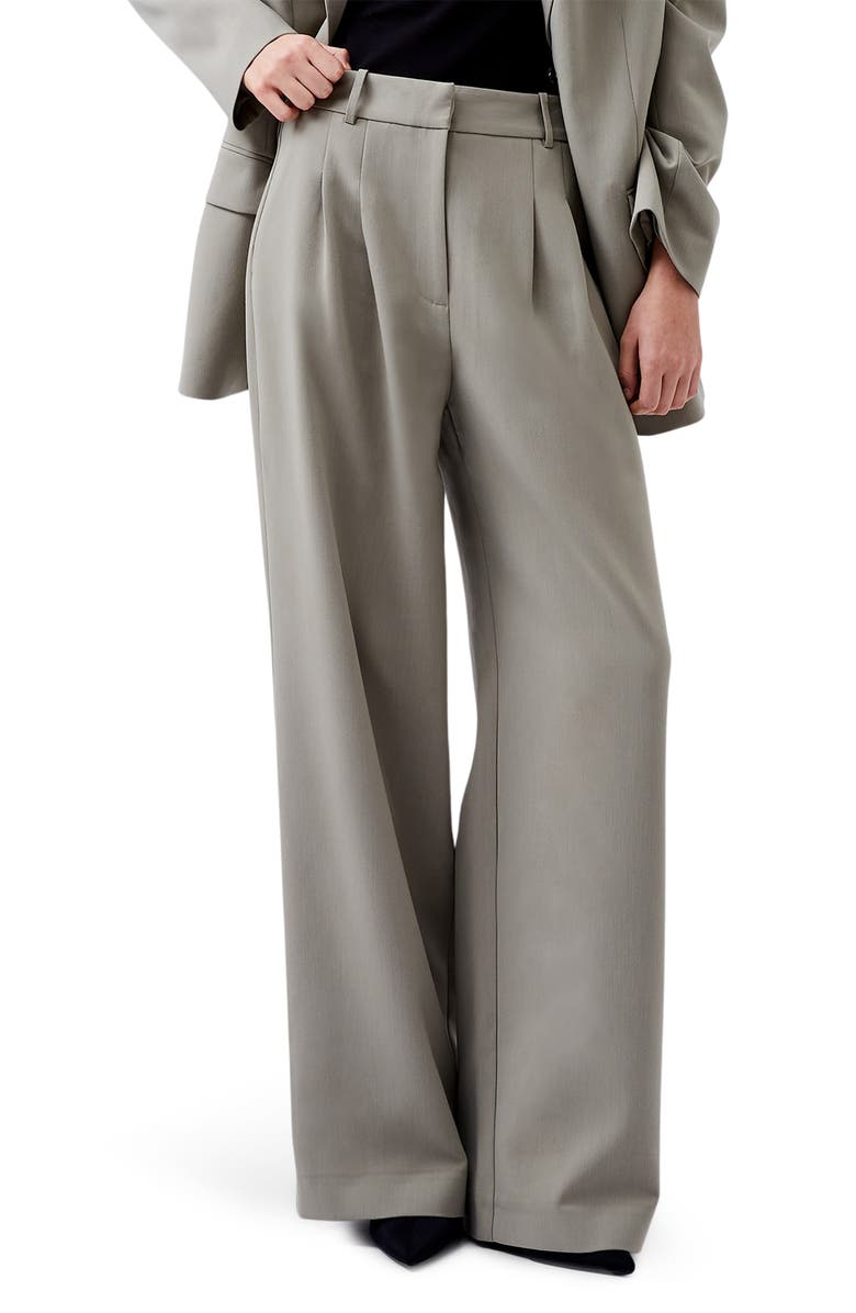 French Connection Azra Wide Leg Twill Pants, Main, color,