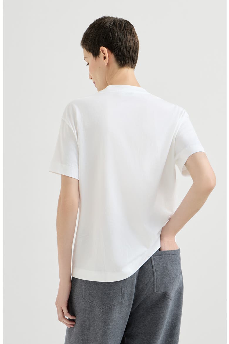 Cotton jersey T-shirt with shiny tab, Alternate, color, White