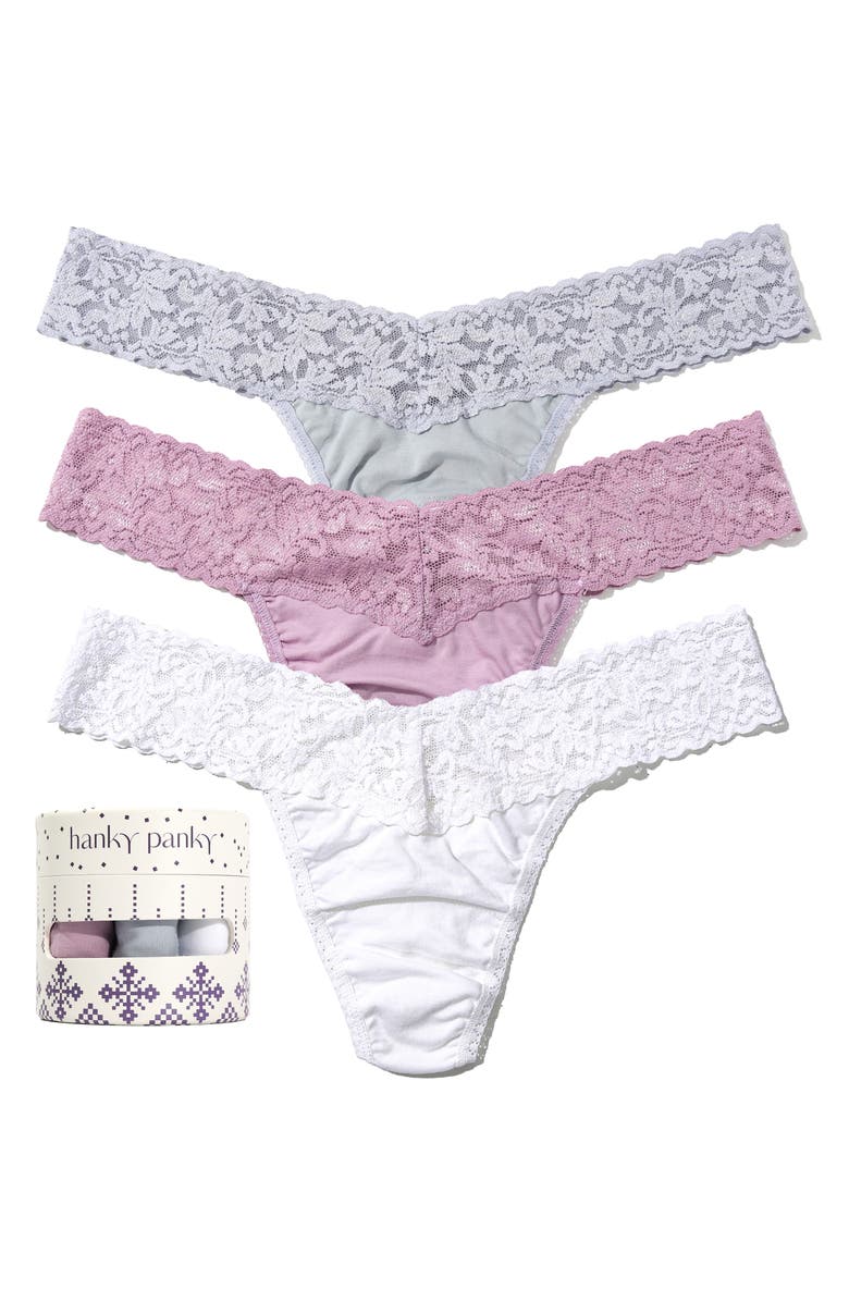 Hanky Panky Holiday Assorted 3-Pack Low Rise Cotton Thongs, Alternate, color, 