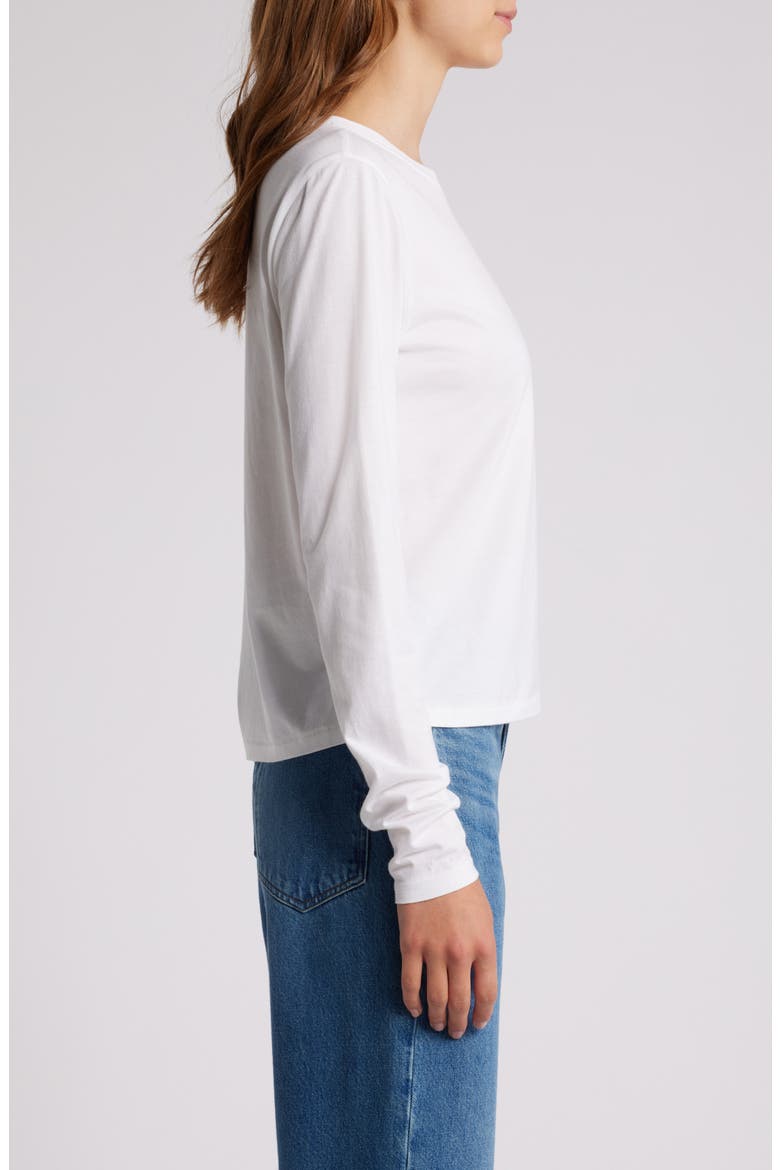 Cotton Crewneck Top, Alternate, color, WHITE