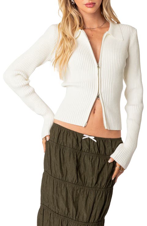 Cora Rib Zip Front Cardigan