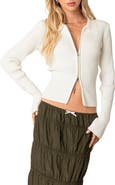 EDIKTED Cora Rib Zip Front Cardigan
