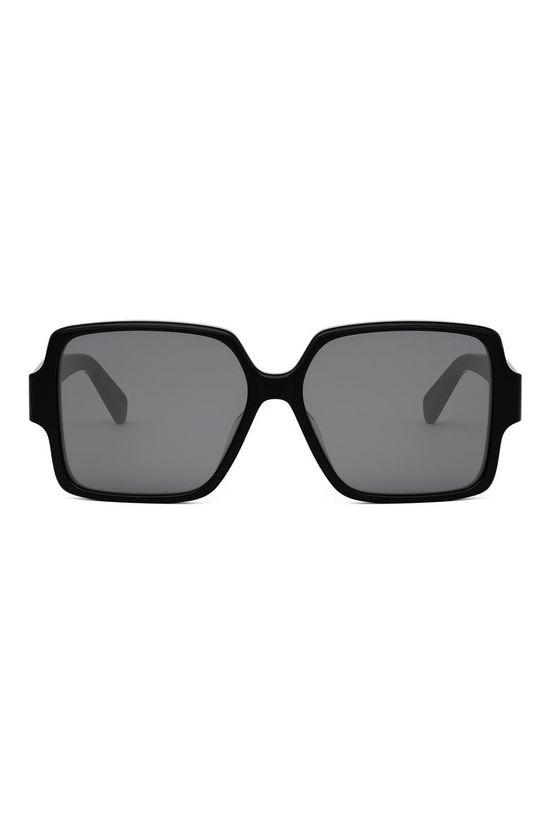 Triomphe 60mm Square Sunglasses, Main, color, SHINY BLACK / SMOKE