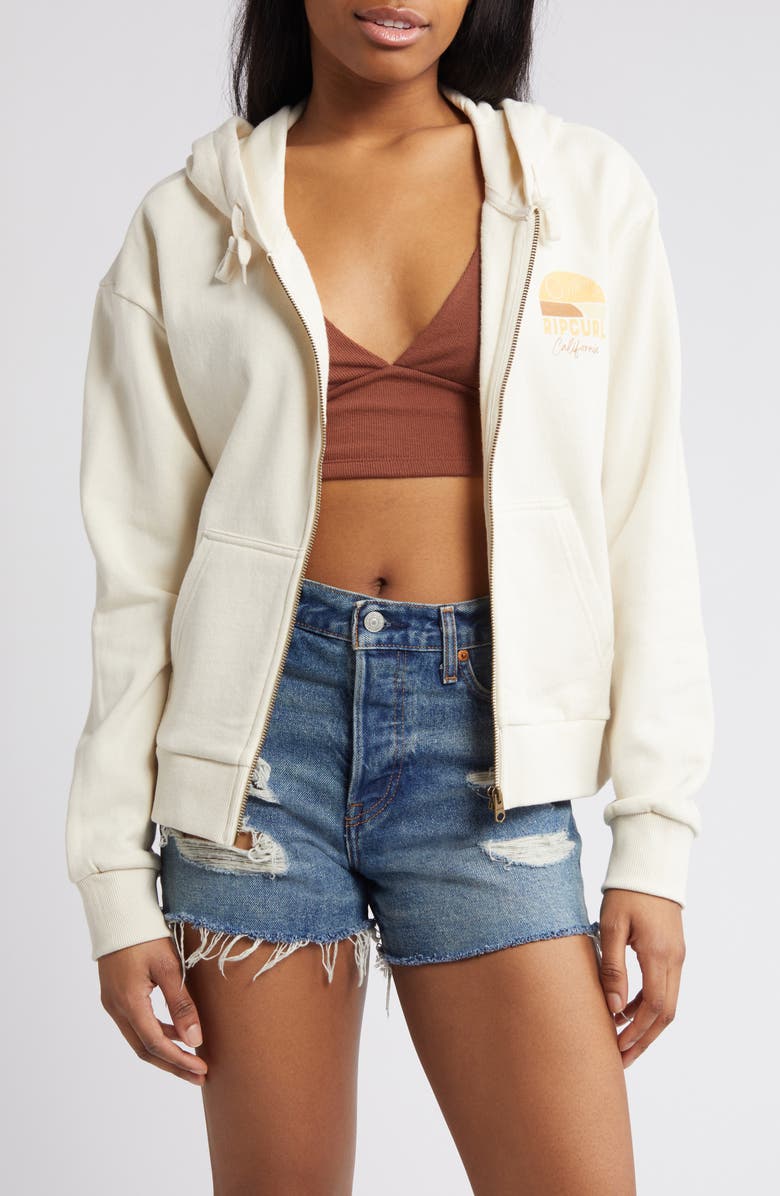 Rip Curl Line-Up Cotton Graphic Zip-Up Hoodie, Main, color,
