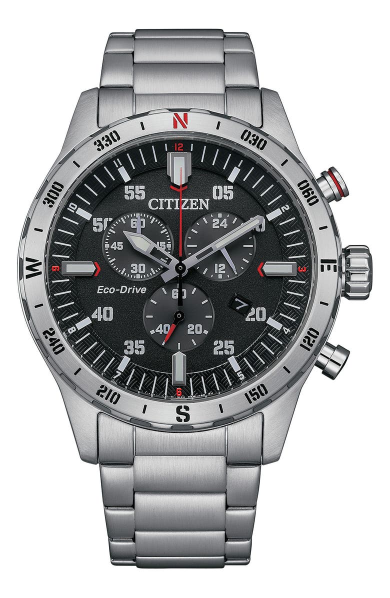 Citizen Eco-Drive Chronograph Bracelet Watch, 43mm, Main, color, Silver