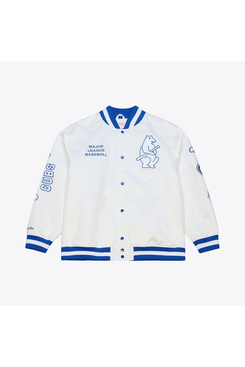 Men's Mitchell & Ness White Chicago Cubs Cooperstown Collection Arctic Lightweight Satin Full-Snap Jacket, Main, color, White