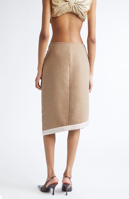 Julie Kegels Salome Asymmetric Wool Blend Wrap Skirt In Brown