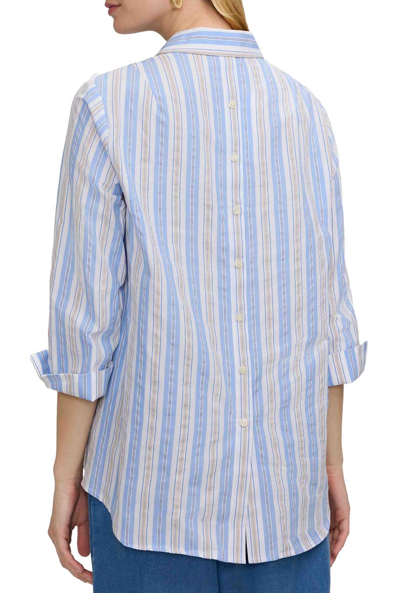 Therese Stripe Button Back Cotton Seersucker Popover Shirt, Alternate, color, BLUE/ MULTI