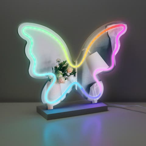 Acrylic frame Desk top/ Wall neon sign-RGB lights & Mirror-Butterfly