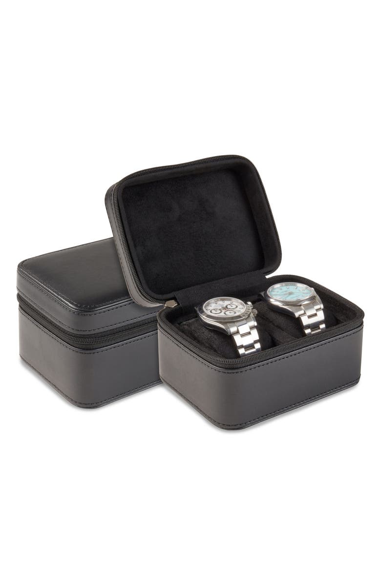 Bey-Berk Matteo Leather Watch Case, Alternate, color, Black